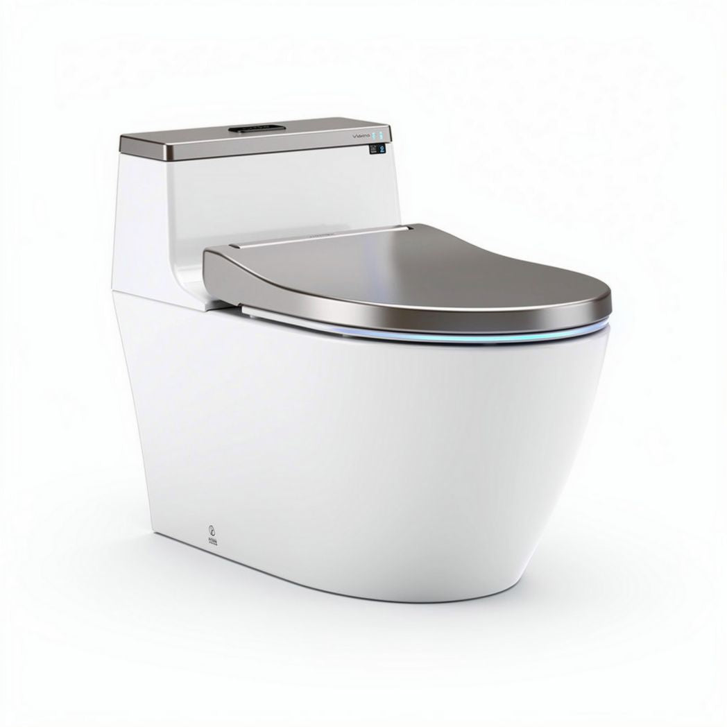 Smart toilet with heated seat and bidet function ceramic white 70 x 38 x 45cm