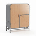Wooden storage cabinet with metal frame 80 x 40 x 120cm for home organization
