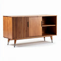 Mid-century modern wooden sideboard cabinet with sliding doors and storage shelves 120 x 40 x 75cm