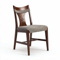 Wooden dining chair with upholstered seat and back in beige fabric 45 x 45 x 90cm