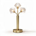 Table lamp with three geometric glass shades and gold metal base 25 x 25 x 50cm