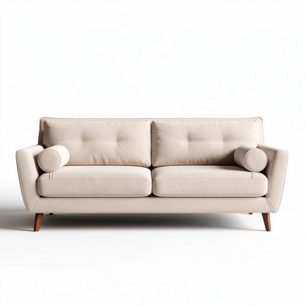 Fabric sofa with wooden legs in light beige color 180 x 90 x 75cm