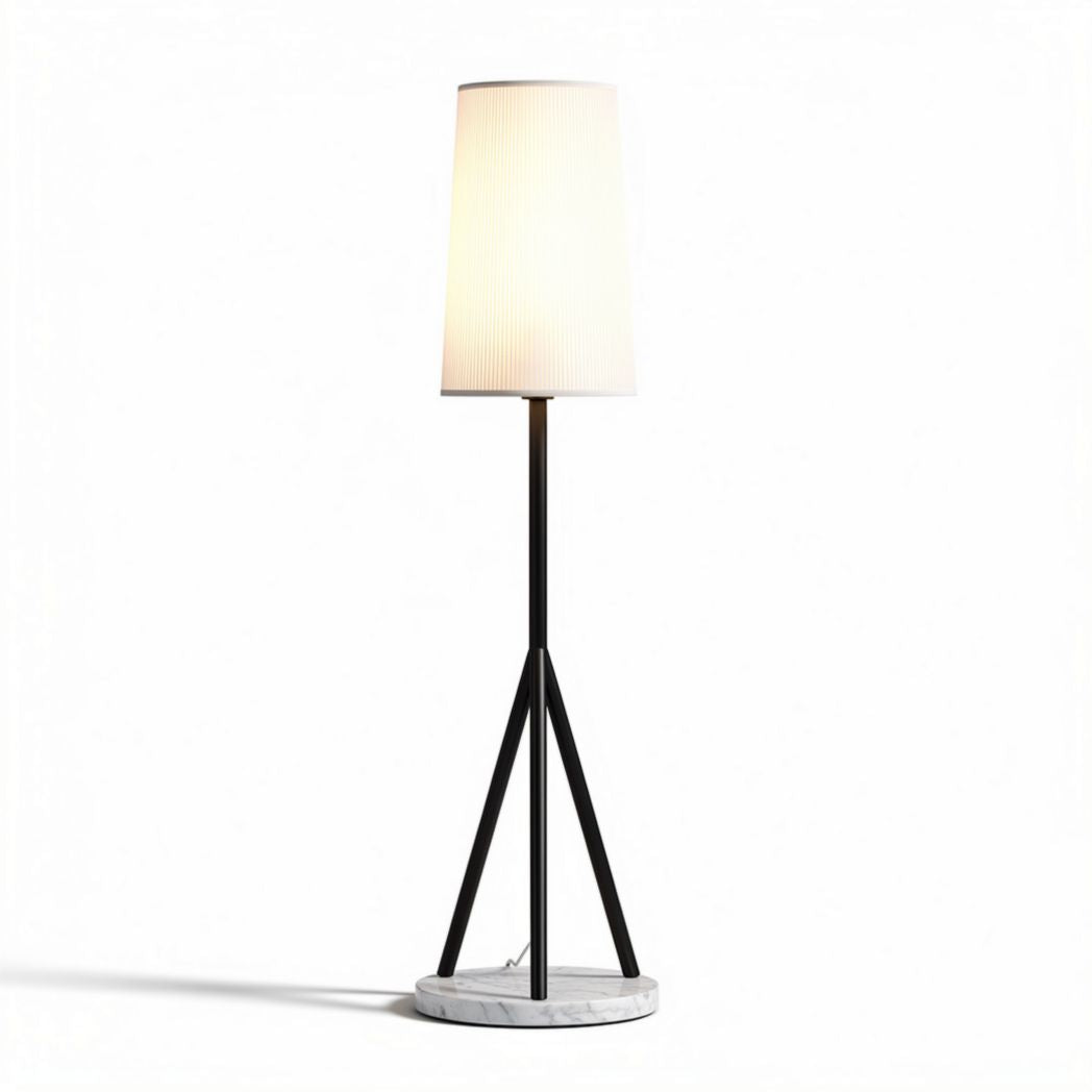 Tripod floor lamp with white shade and marble base 30 x 30 x 140cm