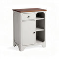 Wooden top nightstand with storage shelves and drawer in white 50 x 30 x 70cm