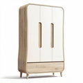 Wooden wardrobe with three doors and a drawer 80 x 50 x 180cm in white and natural finish