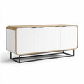 Modern sideboard cabinet with ribbed design and metal frame 150 x 45 x 70cm