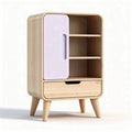 Wooden storage cabinet with pink door and two shelves 60 x 40 x 90cm